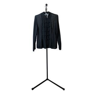 Black Sheer Blouse with Tie Knot Buttons